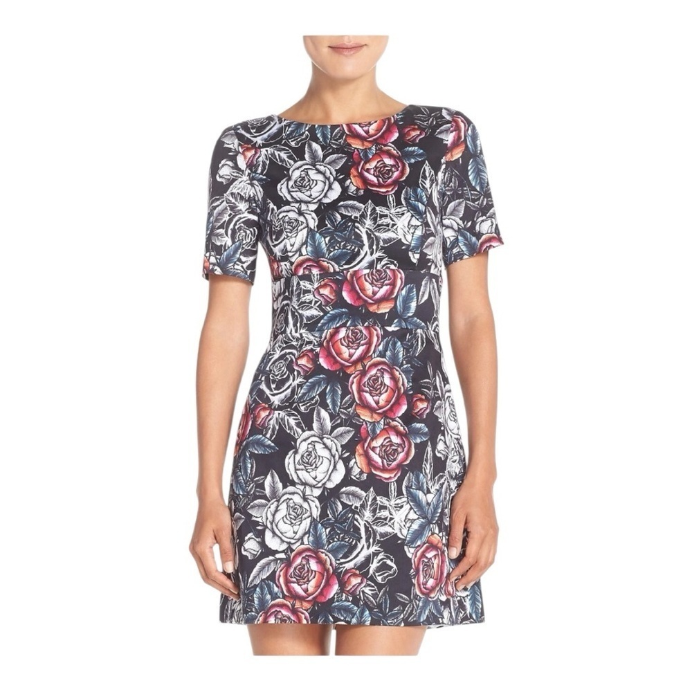 French Connection Midnight Rose Cotton Mini Dress - Romantic & Chic 🌹